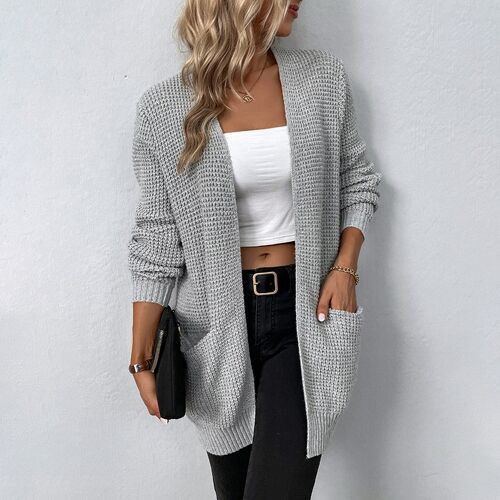 Solid Color Long Sleeve Pocket Sweater Cardigan