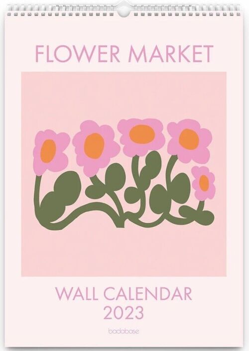 Flower Market 2023 Wall Calendar, A4 size, Monday start