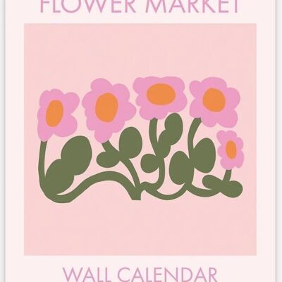 Calendrier mural Flower Market 2023, format A4, début du lundi