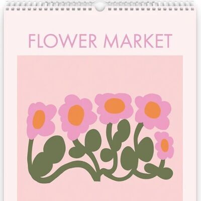 Calendrier mural Flower Market 2023, format A4, début du lundi