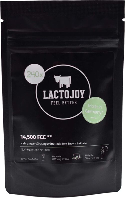 LactoJoy Laktase-Tabletten 14.500 FCC - Nachfüllbeutel - 240