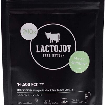 LactoJoy Laktase-Tabletten 14.500 FCC - Nachfüllbeutel - 240