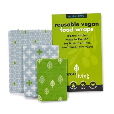 Envolturas de alimentos veganos reutilizables - Un juego de 3