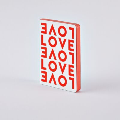 Amour - Graphique S | carnet nuuna A6 | Journal pointillé | Grille de points de 2,5 mm | 176 pages numérotées | Papier premium 120g | cuir blanc / rouge | produit durablement en Allemagne