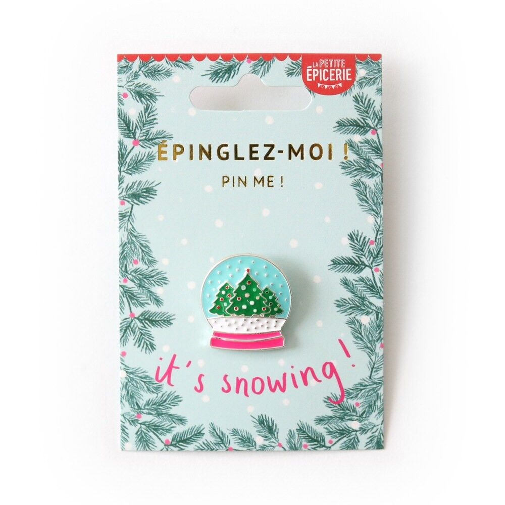 Emaillierte Brosche mit Schneekugel