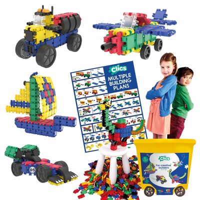 Clics building blocks – DURABLE TOYS made of RECYCLED PLASTIC (Made in Belgium) - building set 25 in 1