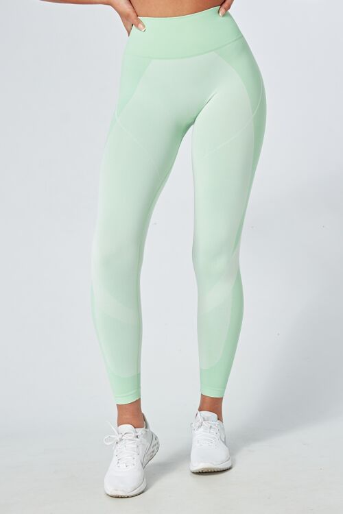 TWILL ACTIVE RECYCLED COLOUR BLOCK BODY FIT LEGGING - GREEN