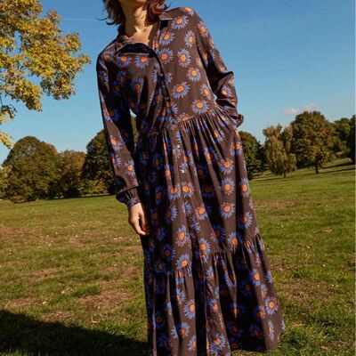 Scattered Sunflower Ecovero Midi Shirt Dress