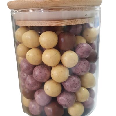 bamb'cereals - Surtido de bolas de cereales de chocolate con frutas (grosella negra y naranja) y bolas de cereales de praliné de chocolate - 190 gr - ecológico