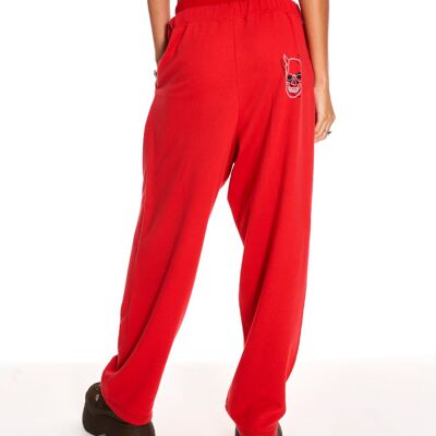 Love Bite - Pantalon de jogging large taille basse avec graphique - Rouge