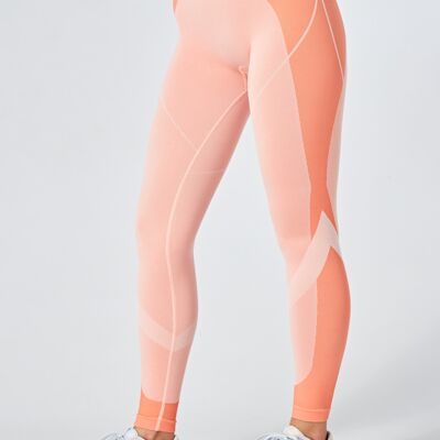 TWILL ACTIVE RECYCLED COLOUR BLOCK BODY FIT LEGGING - CORAL