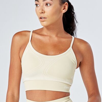 TWILL ACTIVE RECYCLED COLOUR BLOCK BODY FIT SEAMLESS SPORTS BRA - STONE