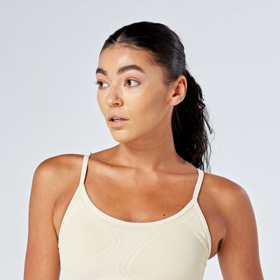 TWILL ACTIVE RECYCLED COLOUR BLOCK BODY FIT SEAMLESS SPORTS BRA - STONE
