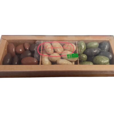 Tiras de mezcla de chocolate y almendras de 3 compartimentos - 135 gr - ecológico