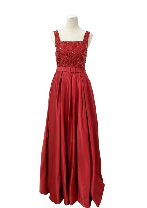 Robe longue de soirée style strassée Rouge foncée