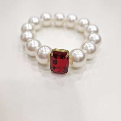 elastic bracelet with synthetic pearls