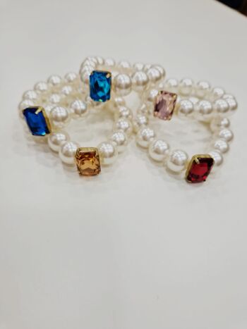 bracelet élastique avec perles synthétiques 2