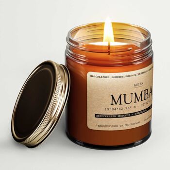 Bougie Mumbai - Musc Sucré | Bois de santal | Vanille | résine 3