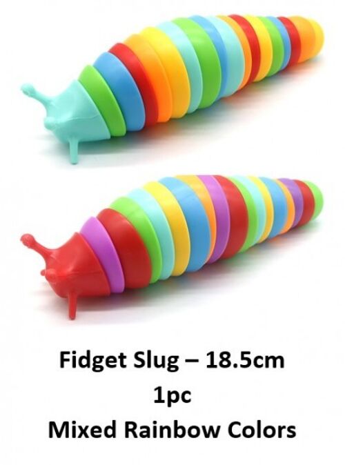 T2208 Rainbow Fidget Slug 3D - 18.5cm - Mixed Colors - 1pc