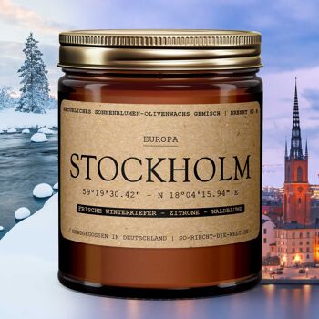 Bougie Stockholm - Pin d'hiver frais | Citron | arbres forestiers 1