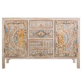 BUFFET EN BOIS SCULPTÉ 120x35x80h cm référence : 20226 3