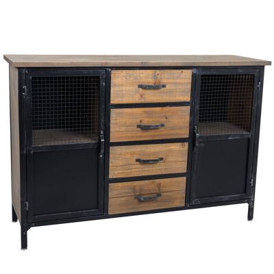 WOOD AND METAL SIDEBOARD WITH 4 DRAWERS AND 2 DOORS reference:17908