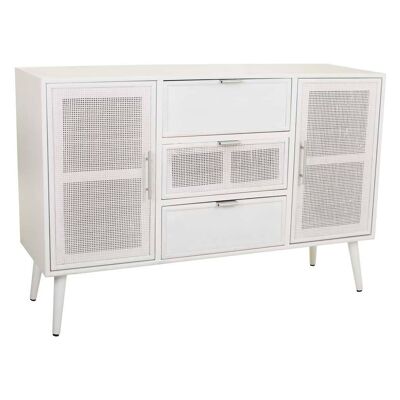 BUFFET EN BOIS ET GRILLE BLANCHE 120x40,5x81h cm reference:21474