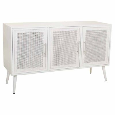 BUFFET BOIS ET GRILLE BLANCHE 120x41.5x71h cm reference:21475