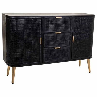 WOOD SIDEBOARD AND BLACK LAC GRID 119x40x81h cm reference:21845