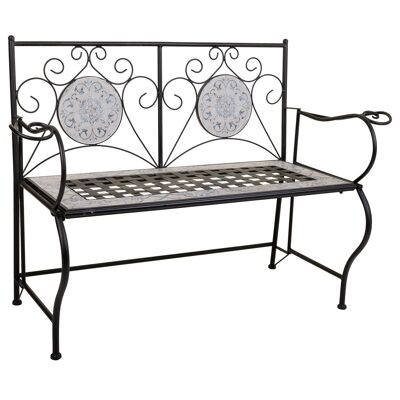Wrought iron and mosaic bench reference: 22591