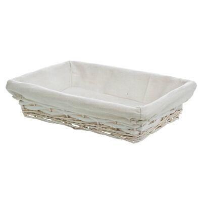 White lacquer wicker tray with lining reference: 20117