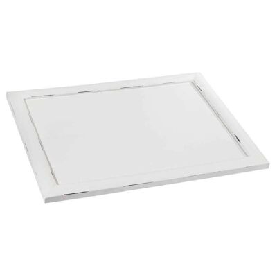 WHITE LAC WOOD TRAY WITH PADDED BASE 43x33x5.5h cm reference:13049