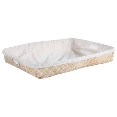 Rectangular natural bamboo tray with lining reference: 13659