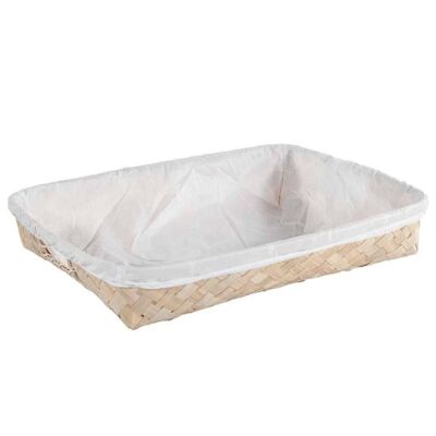 Rectangular natural bamboo tray with lining reference: 13657