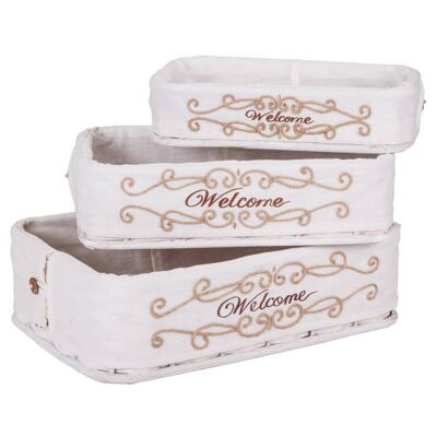 White lacquered jute trays set of 3 reference: 17543