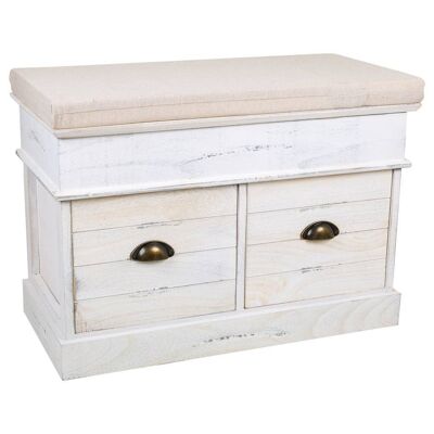 SGABELLO IN LEGNO BIANCO INVECCHIATO CON 2 CASSETTI referenza:18157