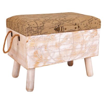 Wood and linen trunk stool reference: 22405