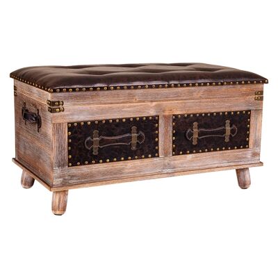 Wood and imitation leather trunk stool reference: 22395