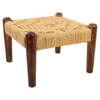 Tabouret bois et corde naturelle référence : 18772 1