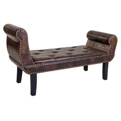 BROWN FAUX LEATHER BENCH 132x45x71h cm reference:22404