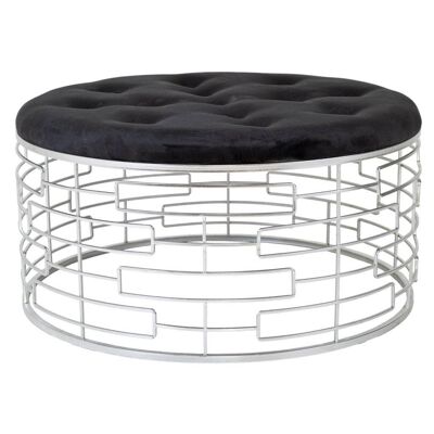 ROUND BENCH IN BLACK VELVET AND SILVER METAL reference:19044