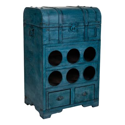 Wooden bottle rack with chest and hole for 6 bottles reference: 22147