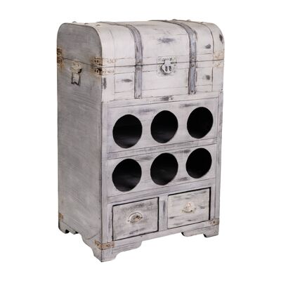 Wooden bottle rack with chest and hole for 6 bottles reference: 22151
