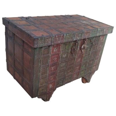WOODEN TRUNK WITH BROWN HANDMADE FINISH 114x64x80h cm reference:24787