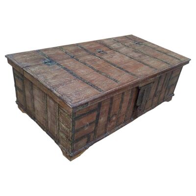 WOODEN TRUNK WITH BROWN HANDMADE FINISH 145x49x95hcm reference: 25082