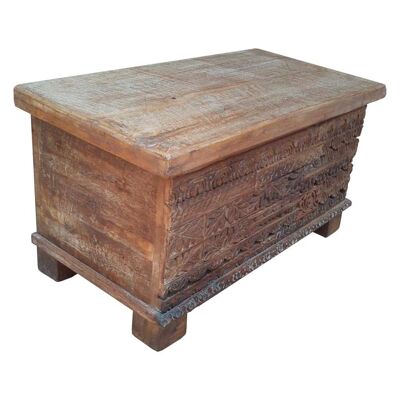 WOODEN TRUNK WITH BROWN HANDMADE FINISH 87x35x45h cm reference:24856