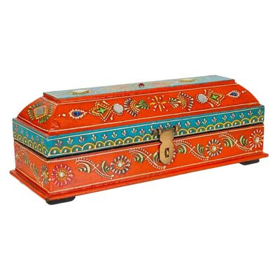 HANDMADE PAINTED WOODEN JEWELERY TRUNK 26x9x8h cm reference:21058