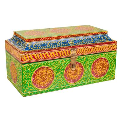 HANDMADE PAINTED WOODEN JEWELERY TRUNK 27.5x14x13.5h cm reference:21057
