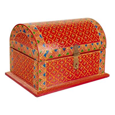 HANDMADE PAINTED WOODEN JEWELRY TRUNK 28x22x19h cm reference:21056