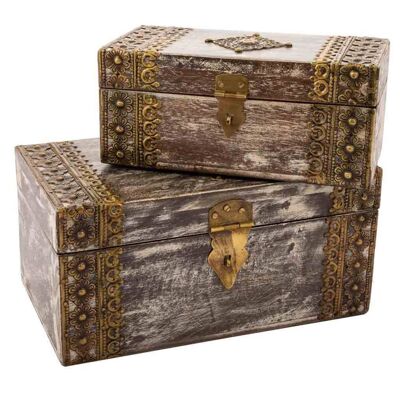 Wooden trunk and jewelery box, handcrafted finish reference: 18688